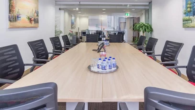 A meeting are with multiple seats that can occupy a lot of people inside a new office in Dubai, by Austria BC